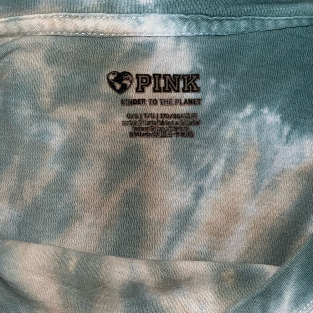 PINK Victoria's Secret Blue and Cream Tie-Dye Tee - Picture 5 of 5
